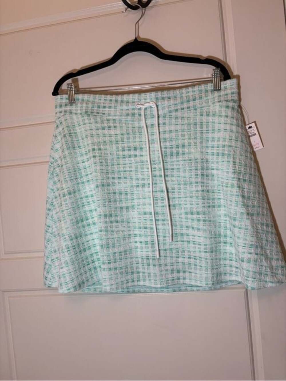 Talbots Mint and White Plaid Circle Skirt - Picture 1 of 6